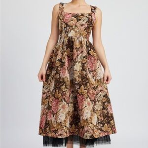 En Saison Floral Maxi Dress - Pink, Brown, Cream